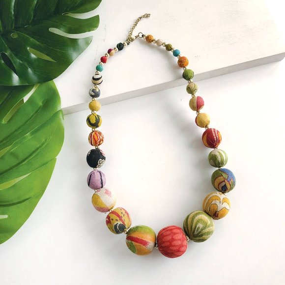 World Finds Kantha Graduated Bead Necklace - Picture 2 of 2